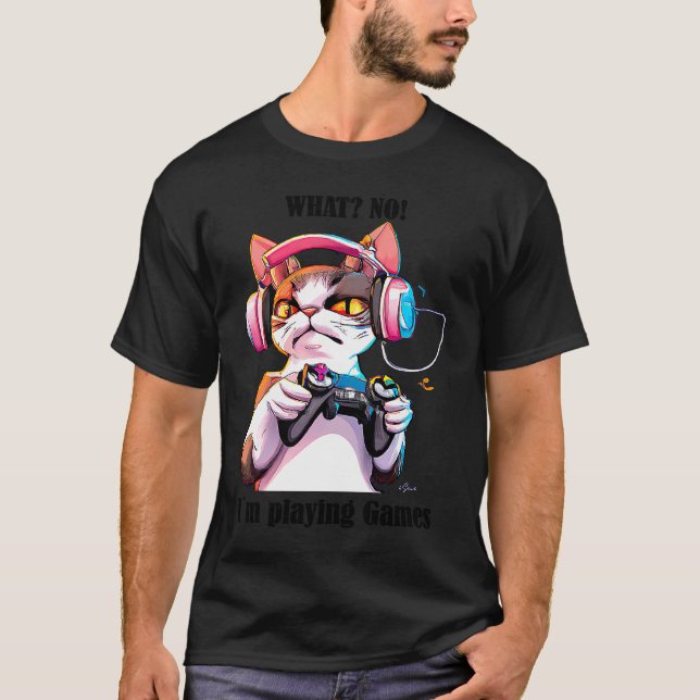 Spielende Katze T-Shirt (Vorderseite)