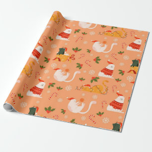Spielende Katzen Weihnachtsmuster Geschenkpapier