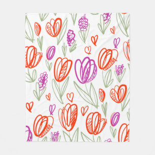 Spielende naive Tulpe Blume nahtlos Muster Fleecedecke