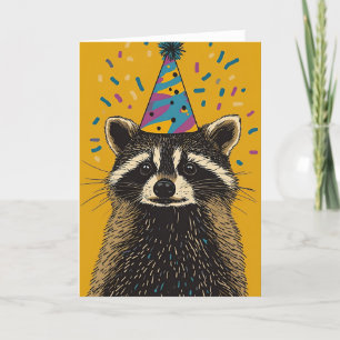 Spielende Raccoon Geburtstagsparty Grußkarte Dankeskarte