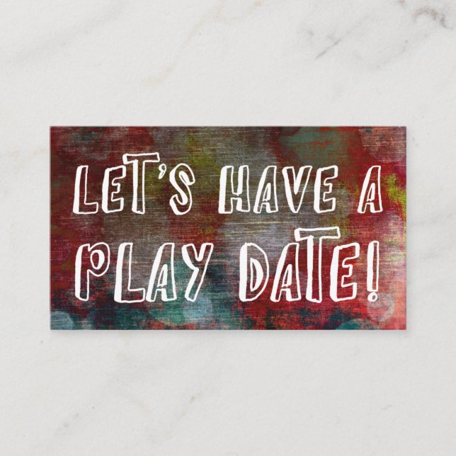 Spielende Schriftart Red Grunge Mommy Play Date Ca Telefonnummerkarte (Vorderseite)