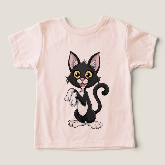 Spielende schwarze Katze mit hellgelben Augen (Design Vorderseite)