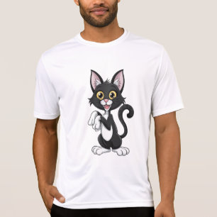 Spielende schwarze Katze mit hellgelben Augen T-Shirt