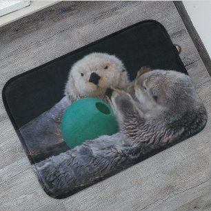 Spielende Seeotter Foto Badematte