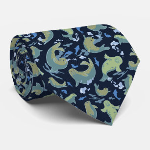 Spielende Siegel Deep Blue Neck Tie Krawatte