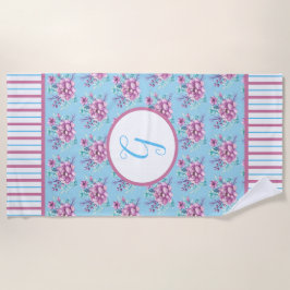 Spielende Streifen und rosa Bouquets Strandtuch