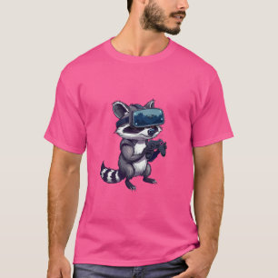 Spielende Tiere - Waschbär spielt Videospiel auf K T-Shirt
