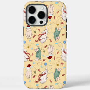 Spielende Weihnachtskatzen mit Garn und Holiday Mo iPhone 16 Pro Max Hülle