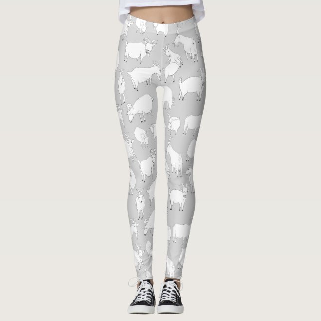 Spielende Ziegen - Grau Leggings (Vorderseite)