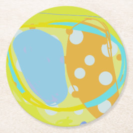 Spielender, abstrakter mehrfarbiger Paper-Unterset Runder Pappuntersetzer