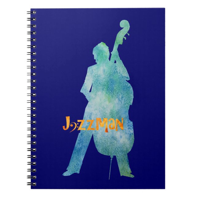 Spielender Bass-jazzman Notizblock (Vorderseite)