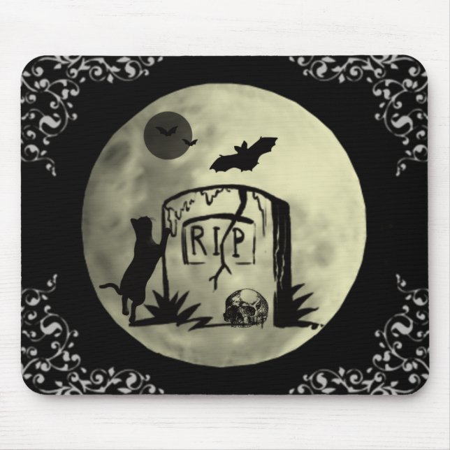 Spielender Black Cat Mouse Pad Mousepad (Vorne)