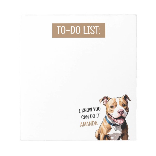 Spielender brauner Pit Bull Dog Lover Notizblock (Vorderseite)