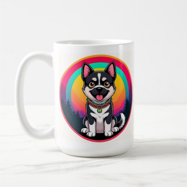Spielender Cartoon Dog Kaffeetasse (Links)