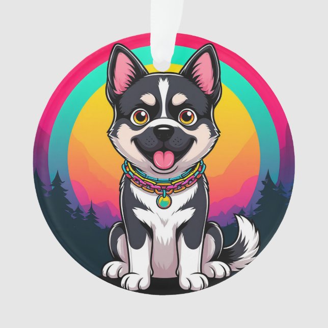 Spielender Cartoon Dog Ornament (Vorderseite)