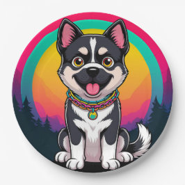 Spielender Cartoon Dog Pappteller