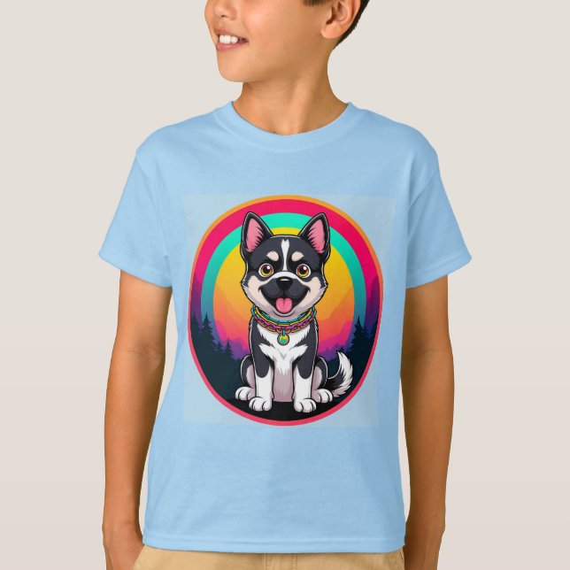 Spielender Cartoon Dog T-Shirt (Vorderseite)