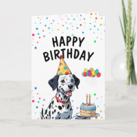 Spielender Dalmatiner Hund mit Kuchen Geburtstag