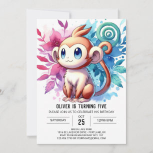 Spielender digitaler Affe Geburtstag Einladung