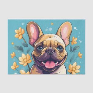 Spielender französischer Bulldog Seidenpapier