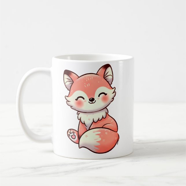 Spielender Fuchs mit Holzbaum Kaffeetasse (Links)