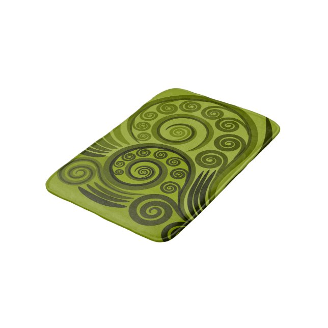 Spielender Green Fern Frond Swirl Badematte (Schrägansicht)