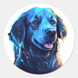 Spielender Hund mit Zunge-Out Runder Aufkleber