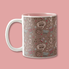 Spielender Kaffee jetzt Mocha Muster Zweifarbige Tasse