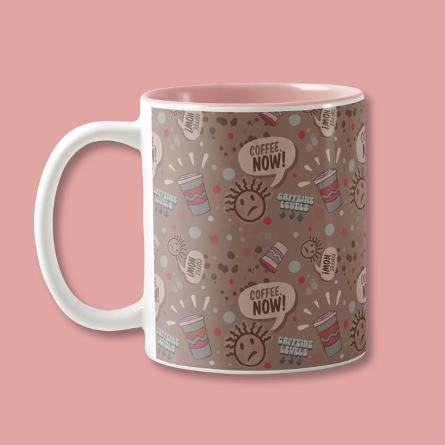 Spielender Kaffee jetzt Mocha Muster Zweifarbige Tasse (Von Creator hochgeladen)