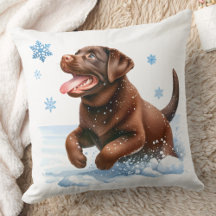 Spielender Labrador Retriever Snowflakes Welpenhun
