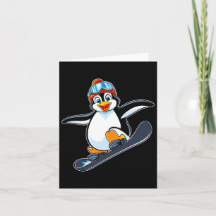 Spielender Pinguin Snowboarding Adventure Design Karte
