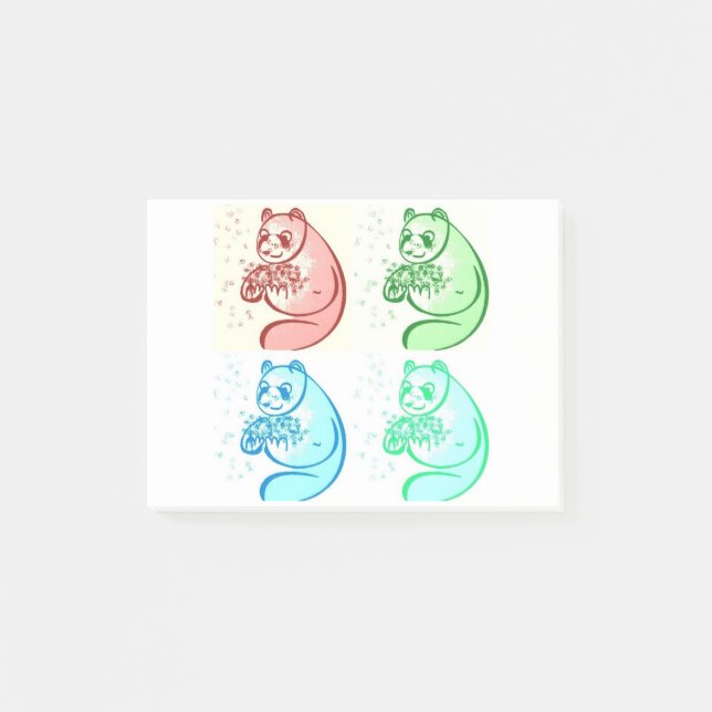 Spielender Pop Art Panda Bear Post-it Klebezettel (Vorderseite)