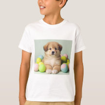 Spielender Puppy T - Shirt für Jungs und Mädchen.