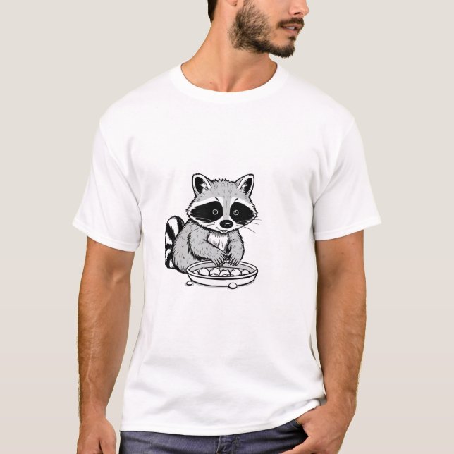 Spielender Raccoon Fun T - Shirt (Vorderseite)