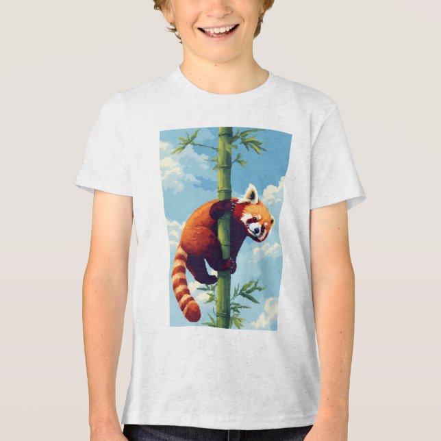 Spielender Red Panda Pixel Art T - Shirt (Vorderseite)