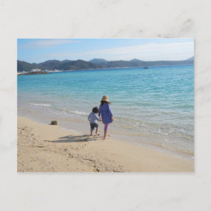 Spielender Tag am Strand Fotografie Postkarte