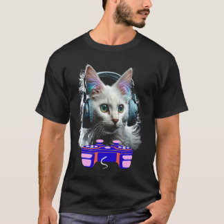 Spielender Türkisch Angora-Katzen-Spieler-Tier-Vid T-Shirt