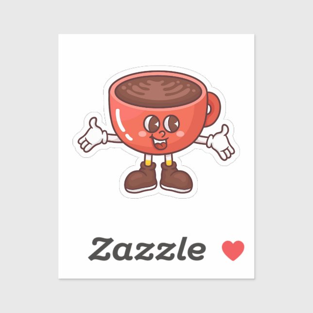 Spielender und lustiger Cartoon Coffee Cup Aufkleber (Blatt)
