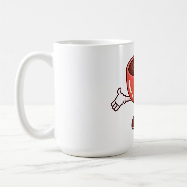 Spielender und lustiger Cartoon Coffee Cup Kaffeetasse (Links)