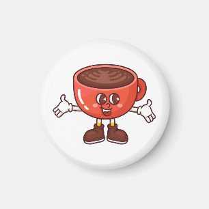 Spielender und lustiger Cartoon Coffee Cup Magnet
