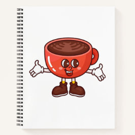 Spielender und lustiger Cartoon Coffee Cup Notizbuch