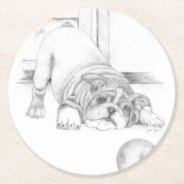 Spielender Welpe Runder Pappuntersetzer