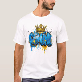 Spielender Zodiac Graffiti Airbrush mit Crown T-Shirt