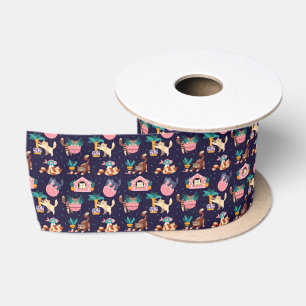 Spielendes Cat Lover Design Satinband