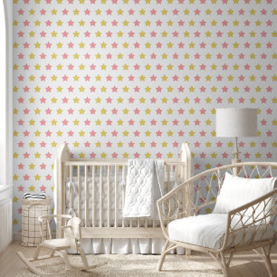 Spielendes rosa gelbes Minimalistisches Star-Muste Tapete