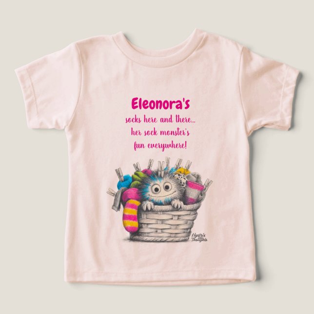 Spielendes rosa Sockenmonster-Design (Design Vorderseite)