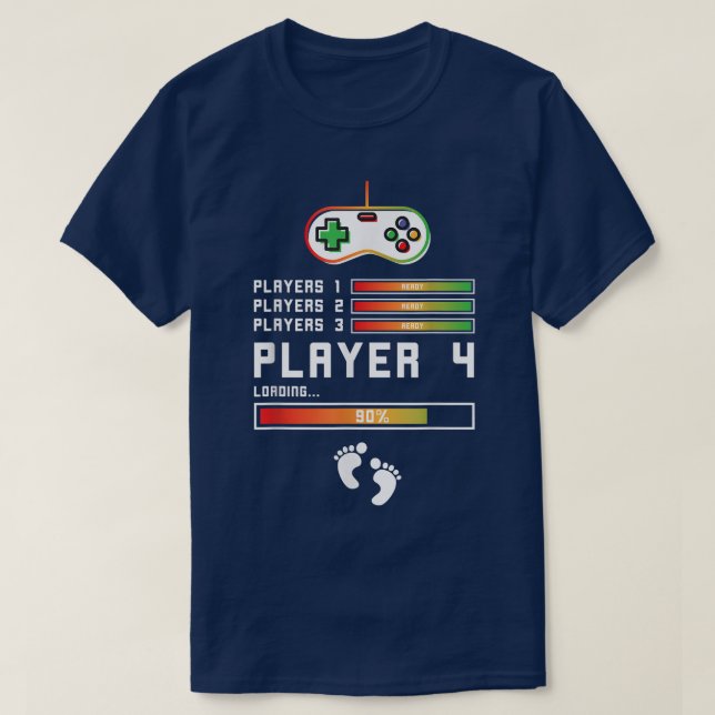 Spieler 1,2,3 Ready Player 4 Loading Gamer Birthda T-Shirt (Design vorne)