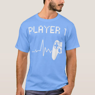 Spieler 1 Herzschlag Videospiel Paar Matching Spie T-Shirt