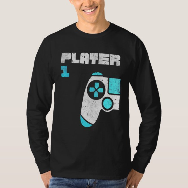 Spieler 1 Spieler 2 Gamer Matching Brothers Friend T-Shirt (Vorderseite)