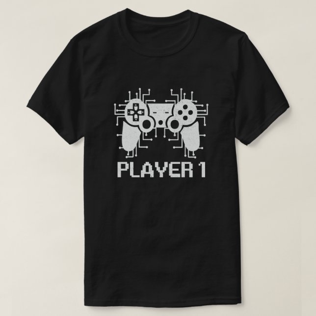 Spieler 1 Spieler 2 Gamer-Paar T-Shirt (Design vorne)